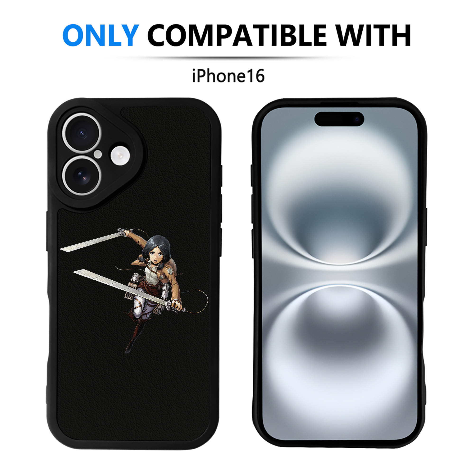 （画像用） 進撃の巨人 ミカサ·アッカーマン Attack on Titan Mikasa Ackerman 【iPhone 16シリーズ対応】シリコンスマホケース（レザー調） 材質：シリコン